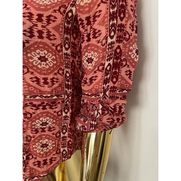 LUCKY BRAND Aztec Floral BOHO Western Blouse Cottagecore XS Heritage Classic - Picture 3 of 7